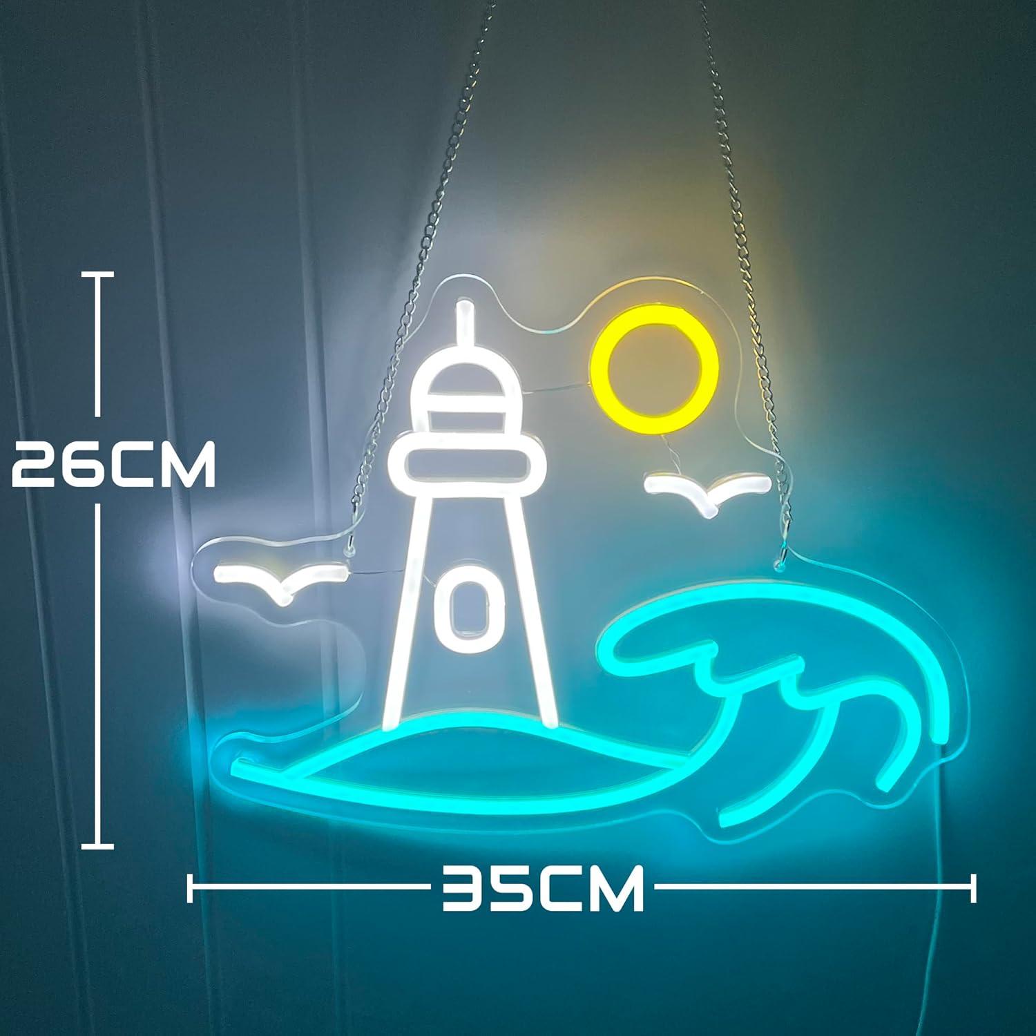Lighthouse Scene Neon Sign Sea - đánh giá và giá Neon Sign Party