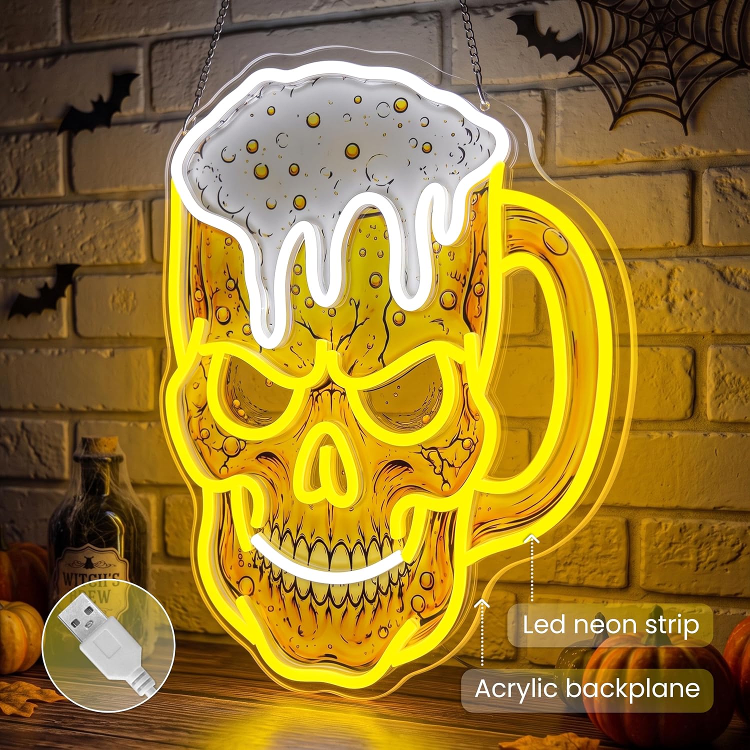 Skull Beer Neon Sign, USB LED  - đánh giá và giá Neon Sign Party